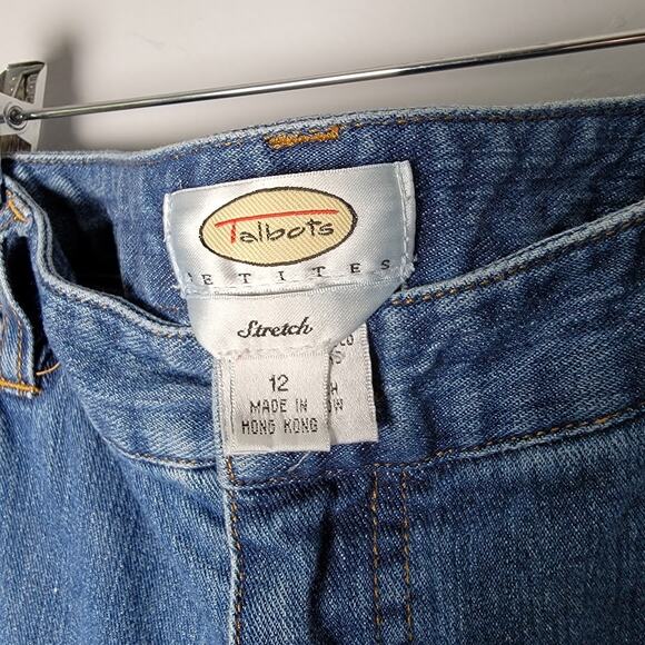 Talbots Petites Women’s Jeans Sz 12P Bootcut Rhinestone Button & Pockets Sparkle - Picture 3 of 10
